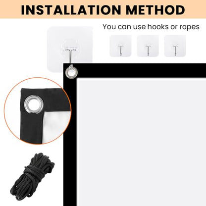 Projector Screen, 4K HD Home Movie Projection Screen, 60"|72"|84"|100"|120"|150" Anti-Crease Theater Screens Indoor Outdoor (Thickened 84 INCH) - size: Thickened 84 INCH