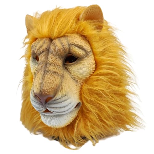 Fun Lion Costume Mask | Adult Size | Latex and Mane Material, Durable, Elastic, Suitable for All Kinds of Masquerade Parties