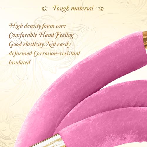 4PCS Pink Velvet Stanchion Rope 5 Ft Crowd Control Ropes Barrier with Gold Hooks for Party - color: Pink&gold, size: 4PCS