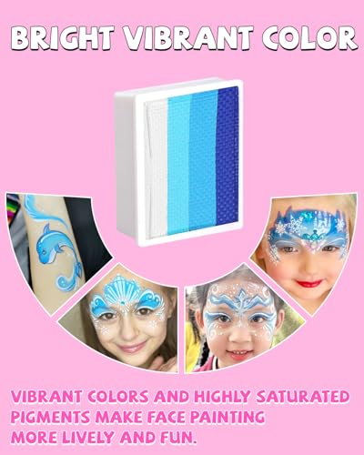 Anka Bella Professional Face Painting Kit,12X10gm Water Based Cake Face Paint with Stencil & Brushes,Hypoallergenic Safe & Non-Toxic,Gift for Birthday Parties/Halloween/Christmas - color: Rainbow Splicing set
