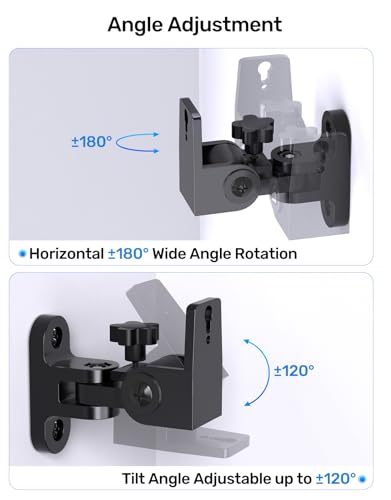 Surround Rear Speaker Wall Mount, Up to 32 lbs, Swivel and Tilt, 2 Pack | Zinc Alloy Mount, Fits Keyhole and Thread Hole, for Small Bookshelf Speakers, Works with Klipsch, LG, Polk, Sony and More - size: 2 Pack