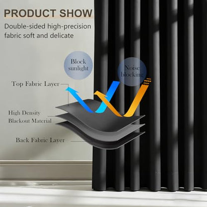 Room Divider Blackout Curtain Track Curtains Wall Dividers Panels Screen for Living Rooms Bedroom Office Privacy Partition Separation, W100 × L96 Inch,1 Panel, Black - color: Black, size: 100"W x 96"L (Pack of 1)