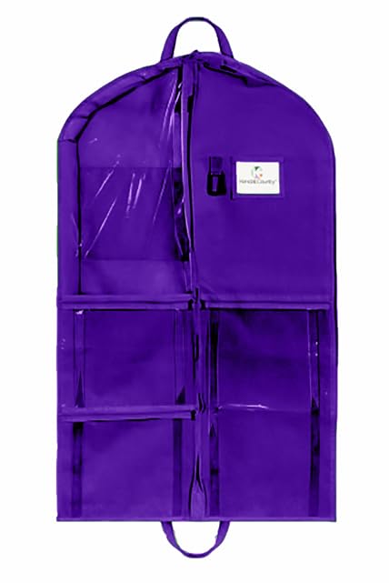 Personalize Hanging Garment Bag 40 inch Clothes Bag with 3 inch Gusset, 5 Pockets Side Zip for Dance Costumes Sports Skating Theater Pageants Cheer by Kendall Country (Royal Purple, 40 inch)