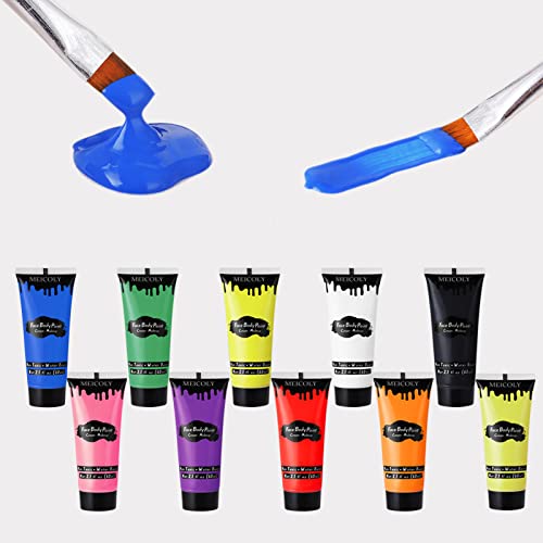 MEICOLY Cream Royal Blue Face Body Paint,2.37Oz Large Tube Water Based Full Body Paint for Adult and Kid,Single Tube Dark Blue Face Paint for Smurf Mystique Cosplay Avatar Makeup,Halloween SFX Makeup - color: Blue