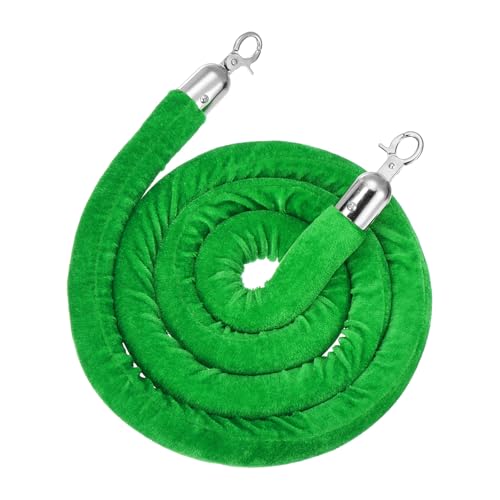 PATIKIL Velvet Stanchion Ropes, (6.6Ft x1.26 Inch, Green) (1Pcs), Velvet Ropes Crowd Control Queue Barrier with Silver Buckle, Suit for - Carpet Events/Hotels/Movie Theaters/Grand Openings - color: Green Rope, Silver Buckle