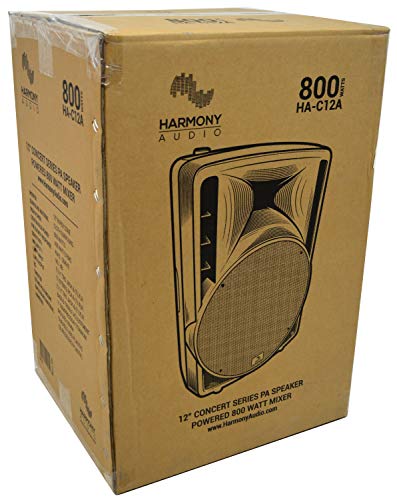 Harmony Audio 12 inch Powered PA Speaker 800W Active DJ Loudspeaker HA-C12A | Built-in amp and amplifier, live sound stage monitor, karaoke, vocals, band, events, parties, floor wedge cabinet