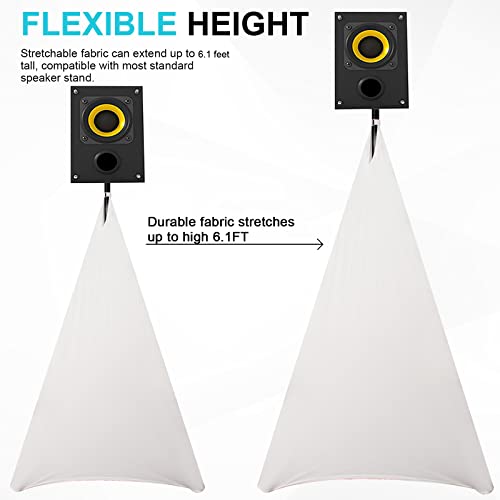 AKOZLIN Speaker Stand Cover with 360 Degree Tripod Stand Skirt Skrim Stretchable Lycra Fabric Covers with Free Storage Bag TWO PACK White - color: White-Two pack