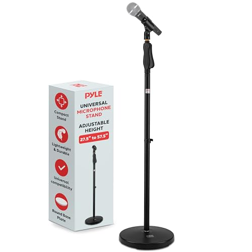 Pyle Universal Microphone Stand - M-6 Mic Mount Holder and Height Adjustable from 27.5” to 57.5” Inch High w/ Compact Round Base Plate - Quick Setting Lock-Tight Knob Lightweight and Reliable PMKS40 - color: Charcoal