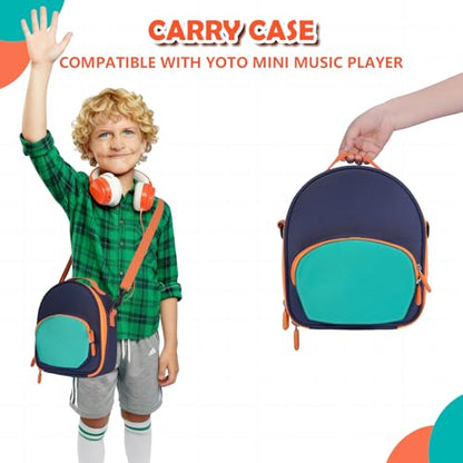 Carrying Case for Yoto Mini 2024 Edition Kids Audio Player & Headphone | Portable Travel Carrier Bag Cover, Up to 30 Cards Storage Box, Handle, Adjustable Strap, Reserved Hole For Cable