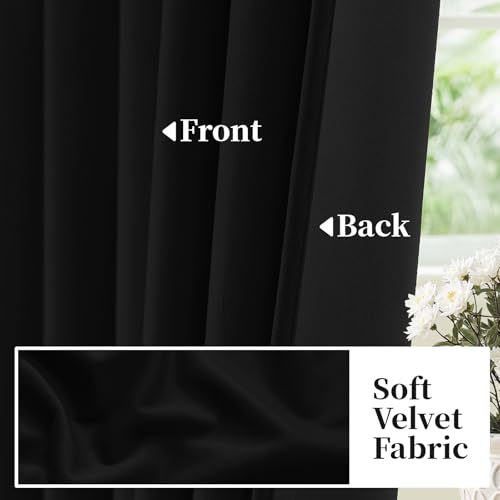 SimpleHome Black Velvet Curtains 96 Inches for Living Room Rod Pocket | Luxury Blackout Velvet Curtains,Thermal Insulated 2 Panels Room Darkening Drapes,Velvet Bedroom Curtains,W52 x L96,2 Panels - color: Black, size: 52"W x 96"L (Pack of 2)