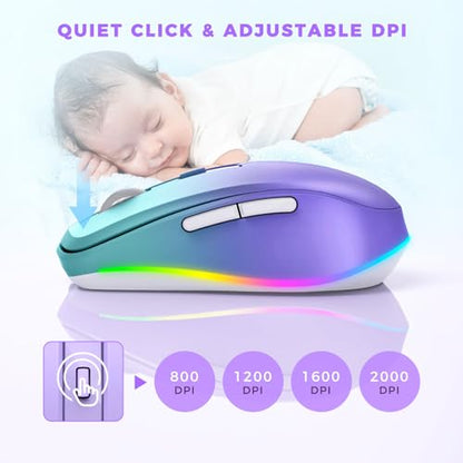 PEIOUS Wireless Mouse Jiggler, LED Mouse with Built-in Mouse Mover, Purple - color: Gradient Purple