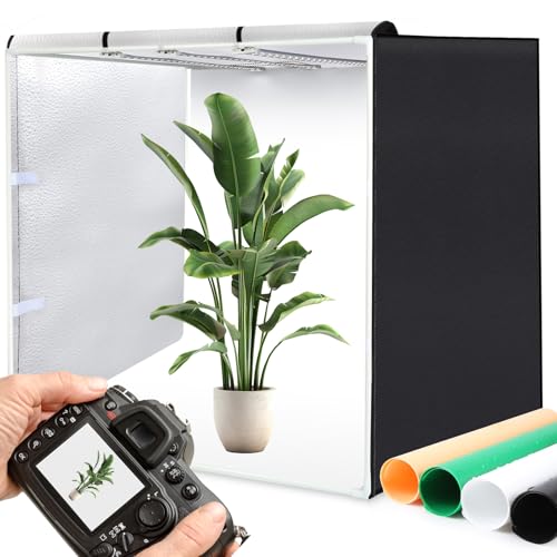 PULUZ 32"x32" Light Box Photography, Professional Photo Shooting Tent Kit | 90W 14000LM High CRI95+ Light, 4 Colors Backdrop, 3 Stepless Dimming LED Panels, Portable Carry Bag, Photo Studio Booth - size: 32 Inch