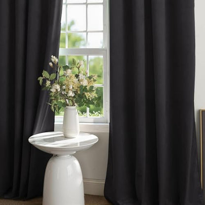 Cherry Home Set of 2 Velvet Thermal Blackout Curtain Panel Drapes Grommet Draperies Eyelet 52Wx84L inch Black(2 Panels) Theater| Bedroom| Living Room| Hotel - color: Black, size: 52"W x 84"L (Pack of 1)