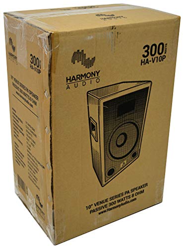 Harmony Audio 10 Inch Passive PA Speaker 300 Watt 2-Way DJ Cabinet | Clear live sound for bands and events, pairs with external amps, rugged road-ready build, great for karaoke and house parties
