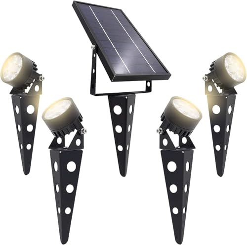 Solar Outdoor Spotlight Legacy 50X 4PK, Garden Landscape Yard Pathway Light, IP65 Waterproof, Warm White LED, Black Finish - size: LEGACY 50X 4SP Warm White