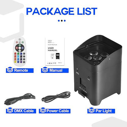 Par Light 6x18W RGBWA+UV WiFi Stage Light with Mobile Phone APP Control for Wedding Party DJ Lights (Black)