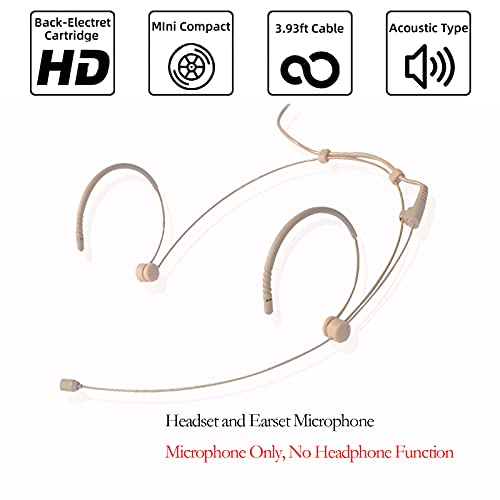 Headset Microphone Discreet Headworn Ear Hook Earset Over the Ear Mic for Sennheiser Wireless Transmitter, Ideal for Lectures, Live Performance, Theater, Podcasts – Beige (Pack of 2) - size: 3.5mm Screw Lock Plug for Sennheiser (Pack of 2)