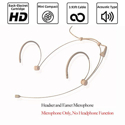 Headset Microphone Discreet Headworn Ear Hook Earset Over the Ear Mic for Sennheiser Wireless Transmitter, Ideal for Lectures, Live Performance, Theater, Podcasts – Beige (Pack of 2) - size: 3.5mm Screw Lock Plug for Sennheiser (Pack of 2)