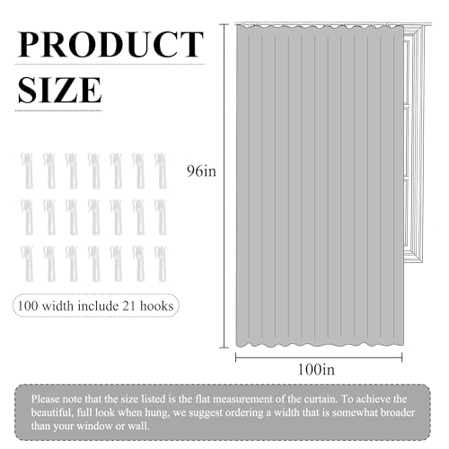 RYB HOME 100% Blackout Room Divider Curtain for Bedroom Living Room - color: Grey, size: 100"W x 96"L (Pack of 1)
