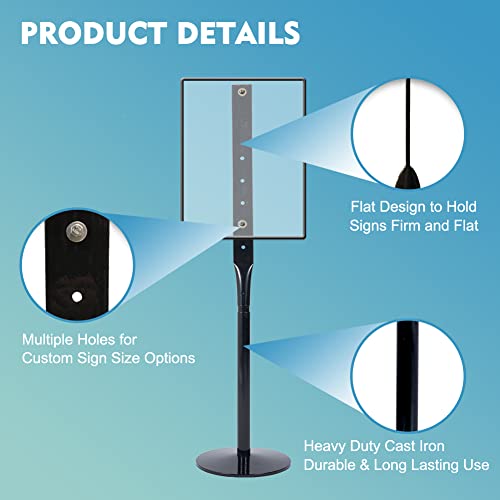 Cast Iron Sign Stand, 48 In Tall Pedestal Post, 12 In Base, Parking, Black | Outdoor metal pedestal post fits signs up to 18 x 24 in for parking, streets, businesses and driveways - size: 12"