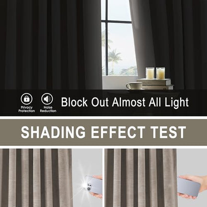 Vision Home Mocha Tan Velvet Pinch Pleated Blackout Curtains 40Wx95L Inches - color: Mocha Tan, size: 40"W x 95"L (Pack of 2)