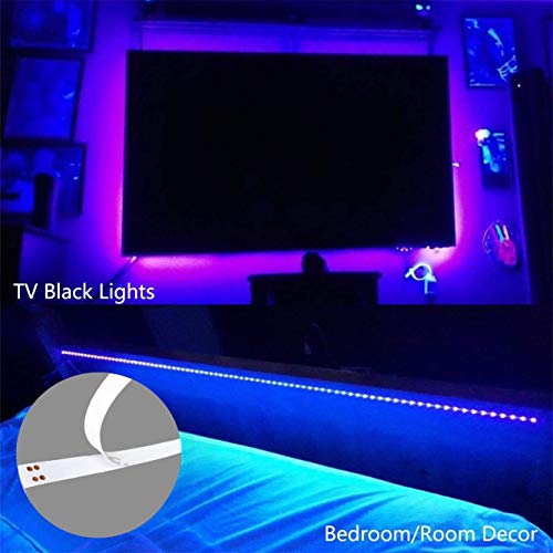 UV Light Strip USB UV Black Light Strip DC5V 390nm-400nm 6.56FT/2M SMD 2835 120LEDs IP65 Waterproof Super Bright LED Strip Lights, for Fluorescent Dance Party Body Paint Stage Lighting