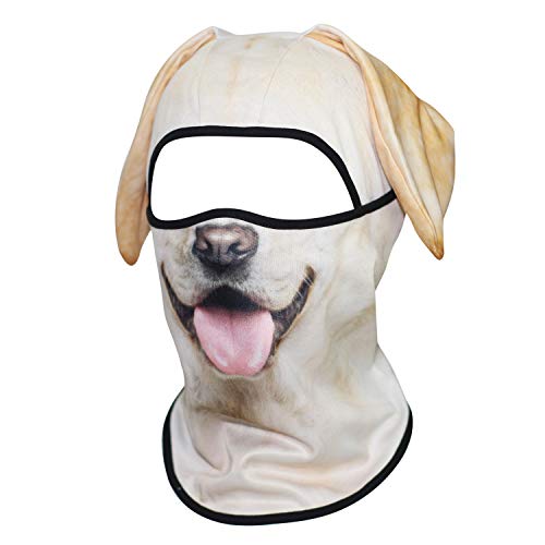 WTACTFUL 3D Animal Ears Balaclava, Breathable Face Mask for Halloween | Stand-Up Ears, Windproof Dustproof, Quick-Dry, No Fade Print, Soft, for Music Festivals Raves Ski Snowboard Moto Party - color: Labrador Retriever Mss-04