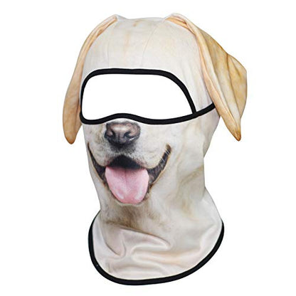 WTACTFUL 3D Animal Ears Balaclava, Breathable Face Mask for Halloween | Stand-Up Ears, Windproof Dustproof, Quick-Dry, No Fade Print, Soft, for Music Festivals Raves Ski Snowboard Moto Party - color: Labrador Retriever Mss-04