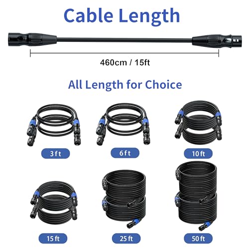 SMALL-EYE 5 Pin DMX Cables 15 ft 2 Pack, 4-Core Male to Female - size: 15 feet -2 Packs
