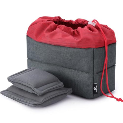 Koolertron Waterproof DSLR Camera Bag with Removable Insert, Adjustable Compartments, Fits in Camera Bags - Protective Case for DSLR/SLR Cameras & Accessories - color: Gray Green+Red