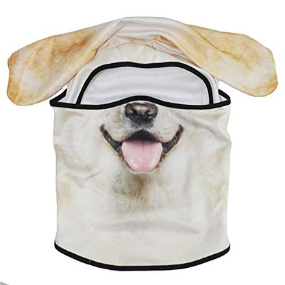 WTACTFUL 3D Animal Ears Balaclava, Breathable Face Mask for Halloween | Stand-Up Ears, Windproof Dustproof, Quick-Dry, No Fade Print, Soft, for Music Festivals Raves Ski Snowboard Moto Party - color: Labrador Retriever Mss-04