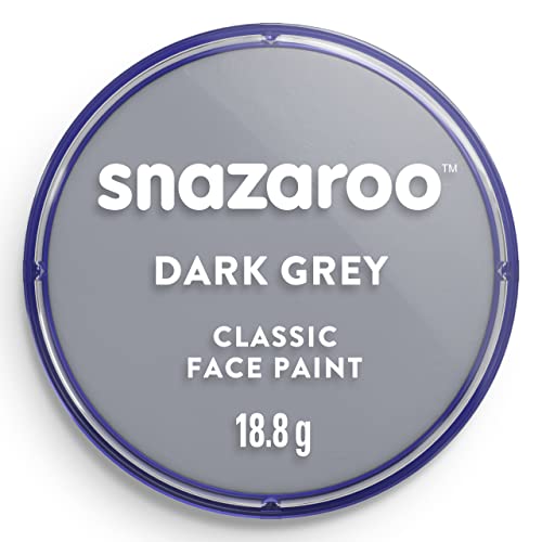 Snazaroo Classic Face and Body Paint, 18.8g Pot, Dark Grey | Non-Toxic Hypoallergenic, Safe, Washable, Face & Body Paint for Halloween, Cosplay Costumes, Dress Up, Parties and Festivals - color: Dark Grey, style: 18.8g (0.66-oz) Pot