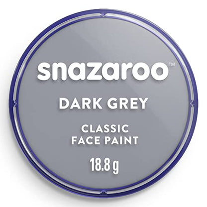 Snazaroo Classic Face and Body Paint, 18.8g Pot, Dark Grey | Non-Toxic Hypoallergenic, Safe, Washable, Face & Body Paint for Halloween, Cosplay Costumes, Dress Up, Parties and Festivals - color: Dark Grey, style: 18.8g (0.66-oz) Pot