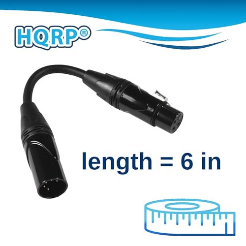 HQRP 2-Pack 3-Pin XLR Female to 5-Pin XLR Male DMX Lighting Cable 6 Inches, Compatible with Studio Light, DMX Stage Light Turnaround, Microphone, Mixer, 3-Pin XLR Female to 5-Pin XLR Male Adapter