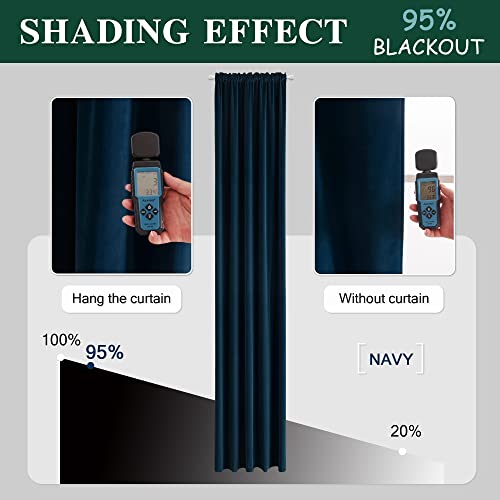 MUMFAS Blackout Velvet Blue Curtains Drapes 84 Inches Long - Super Soft Thermal Curtains Panels for Living Room Bedroom (W52 x L84, Back Tab & Rod Pocket， Navy Blue, 2 Panels) - color: Navy, size: 52"W x 84"L (Pack of 2)