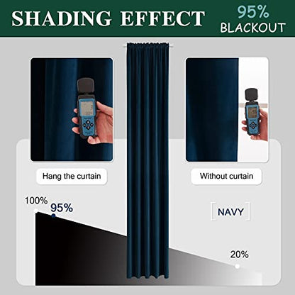 MUMFAS Blackout Velvet Blue Curtains Drapes 84 Inches Long - Super Soft Thermal Curtains Panels for Living Room Bedroom (W52 x L84, Back Tab & Rod Pocket， Navy Blue, 2 Panels) - color: Navy, size: 52"W x 84"L (Pack of 2)