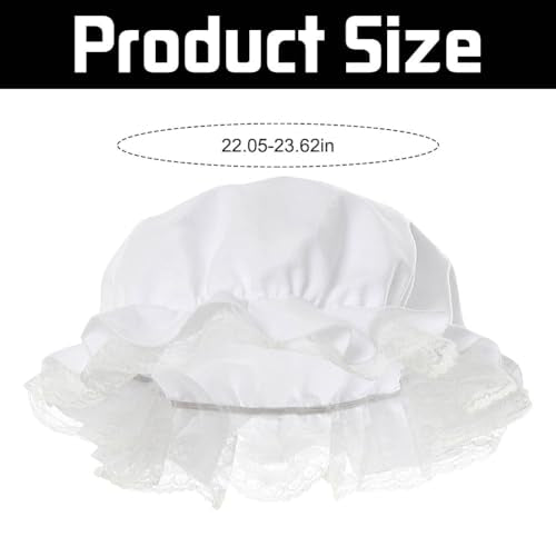 BAOZOON White Mob Cap Colonial Bonnet Hat Grandma Night Hat with Lace Frilly Cosplay Accessories for Revolutionary Handmaids - style: 4 Pcs