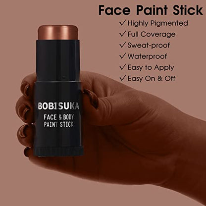 BOBISUKA Brown Face and Body Paint Stick, Chocolate Brown Eye Black Stick for Sports, Waterproof Oil-based Painting Kit for Halloween SFX Camo Cosplay Special Effects Costume Parties Makeup - color: Brown