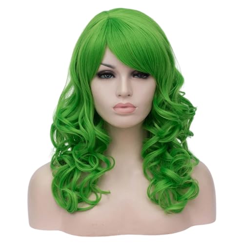 Cying Lin 18" Long Curly Green Beehive Wigs Heat Resistance Fiber Synthetic Hair Party Cosplay Wigs Peluca (Green) - color: Green