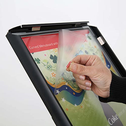 M&T Displays Flexible Sign Holder LED Box Fixed Height, Illuminated Pedestal Poster Stand Menu Post 11x17 Inch Black Aluminum Easy Front Loading Snap Frame Anti Glare PET Cover Steel Black Metal Base - size: 11x17