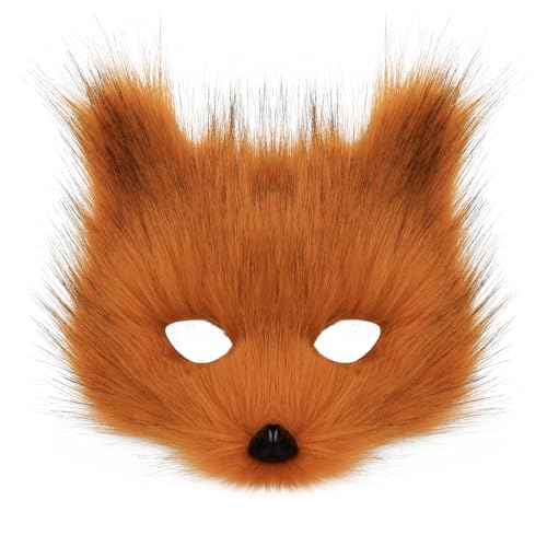 Animal Fox Wolf Mask Halloween Party Cosplay Costumes Props Plush Cat Half Face Masks Carnival Christmas Masquerade - color: Blackwhite