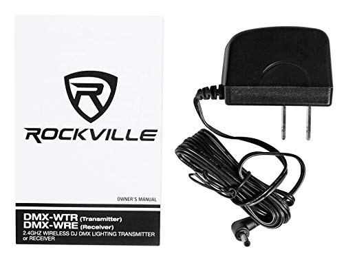 Rockville DMX-WTR 2.4GHz Wireless Transmitter with 4 DMX-WRE Receivers | 9-Hour Rechargeable Battery, 4 DMX-WRE Wireless DMX Receivers, 650mAh Each, 1968' Range, 7 Groups, Up to 25 Units, 5-Items