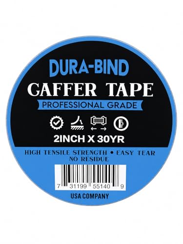 Gaffer's Tape, Premium Matte Black Cloth Tape, for Floor & Wall, No Residue. Pro Non-Reflective Fabric Gaff Tape for Cords, Cables, etc.