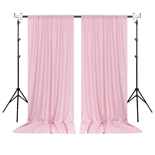 Pink Backdrop Curtain for Parties Rod Pocket Pink Curtains Photography Backdrop Drapes Privacy Fabric Decoration for Birthday Party Wedding Baby Shower Home Decor, 5ft x 10ft, 2 Panels | Photography Backdrop/ Drapes, Privacy Fabric, Decoration for Birthda
