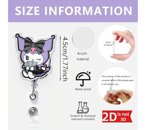 4 Pcs Cute Cartoon Retractable Badge Reel Holders – Clip-On ID Badge Holders with Keyring & 24” Cord Extension – Fun Animal Nurse & Office Badge Reels for Teachers, Students & Professionals