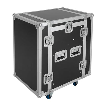 10U PA DJ Pro Audio Rack Road Case w/Slant Mixer Top, Heavy Duty Mobile Studio Equipment Cabinet, Network and Stereo Rack DJ Mixer Rack for Mixers & Live Sound - size: 10U / Side Tables