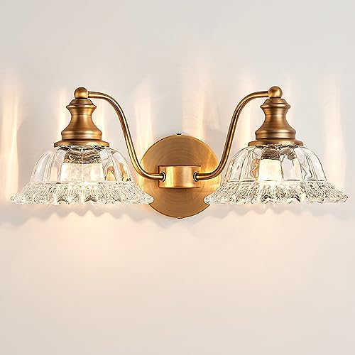 XIEDUN Bathroom Vanity Lights Over Mirror Vintage Bathroom Light Fixtures 2 Light Brass Vanity Lights for Vanity Lighting Fixtures - color: Brass, size: 2 Light