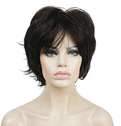 Lydell Short Layered Shaggy Full Wavy Synthetic Wigs (Dark Brown) - color: #4 Dark Brown