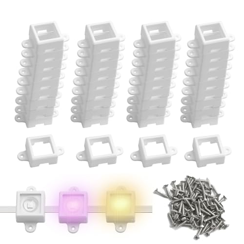 40 Sets Light Clips for Govee Permanent Outdoor Light（Square） | Secure Mounting Brackets, Equipped with matching screws, white - color: white-40