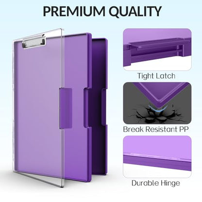 Sooez Nursing Clipboard with Storage, Clear Top Clip Boards 8.5x11, Purple | Heavy Duty Plastic, Dry Erase, High Capacity, Nurse Essentials, Dental Assistant, Teacher & College School Office Supplies - color: Purple